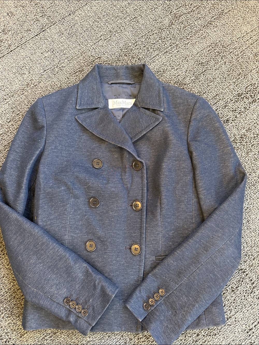 MaxMara Slate Blue Double-Breasted Blazer Jacket